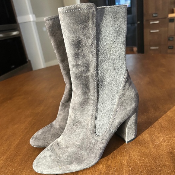Stuart Weitzman Yuliana 60 Stretch Suede Boots, 6.5 dark grey - Picture 1 of 7